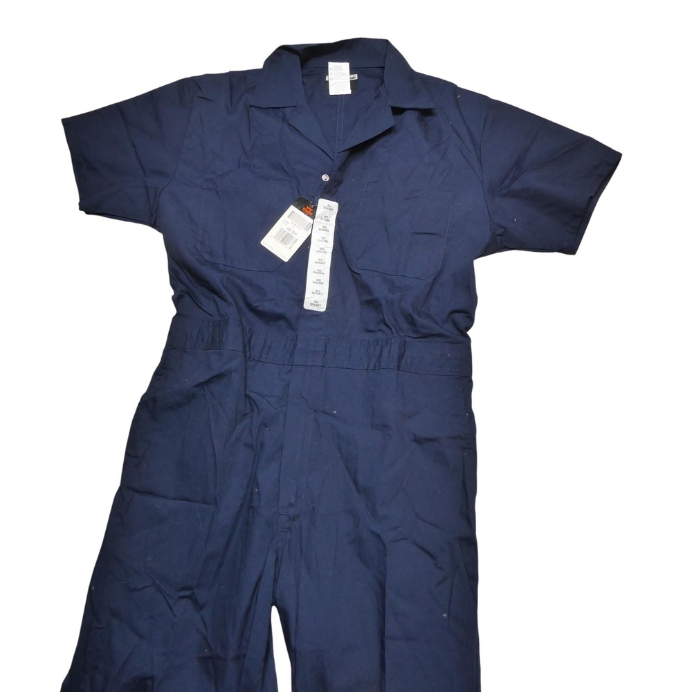 Walls Coveralls Mens 40 Short Blue Short Sleeve Workwear Mechanic Jumpsuit